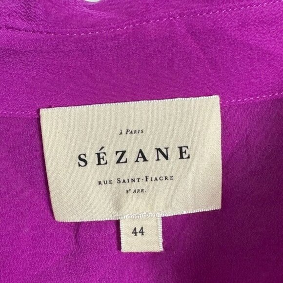 Sezane Ann 100% Silk Button Down Collared Shirt Size 44 French or US 12 Top Pink - Picture 6 of 15